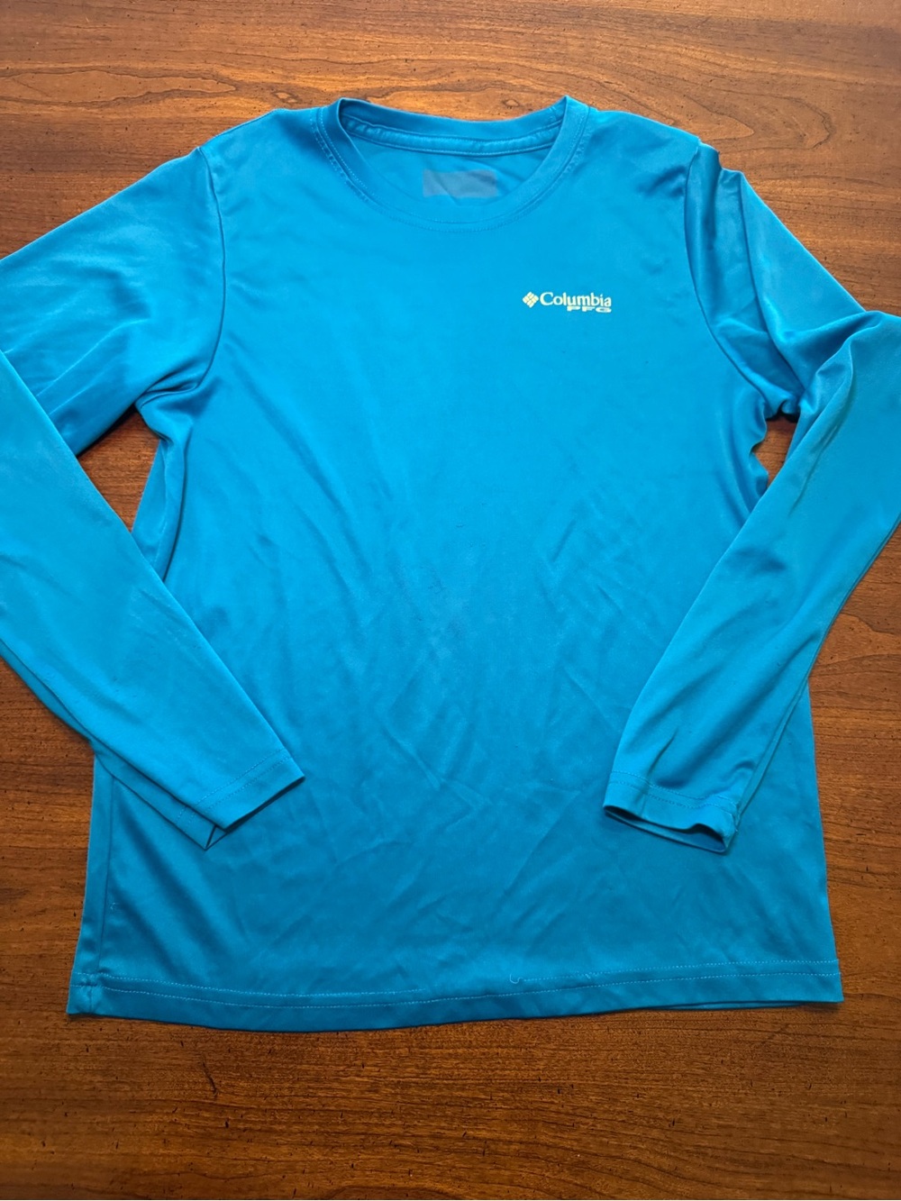 Columbia Youth PFG Sun Shirt Small Teal Fish Flag